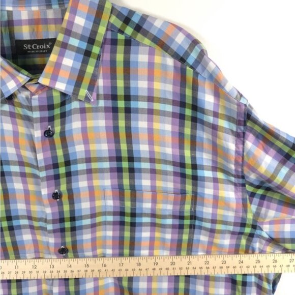 St. CROIX MADE IN ITALY 🇮🇹 Multicolor Plaid Long Sleeve Button Down Shirt XXL‎ - Picture 5 of 10